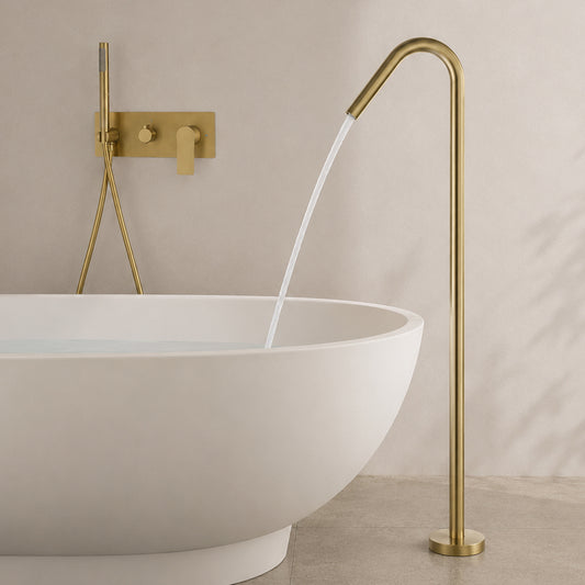 Concealed Installation Floor-Mounted Bathtub Faucet with Handheld Shower