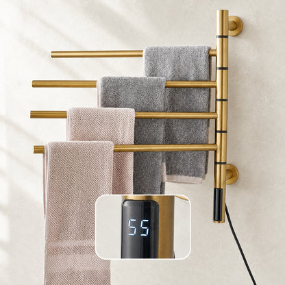 Wall-Mounted Rotating Heated Towel Rack with 4 Swivel Bars