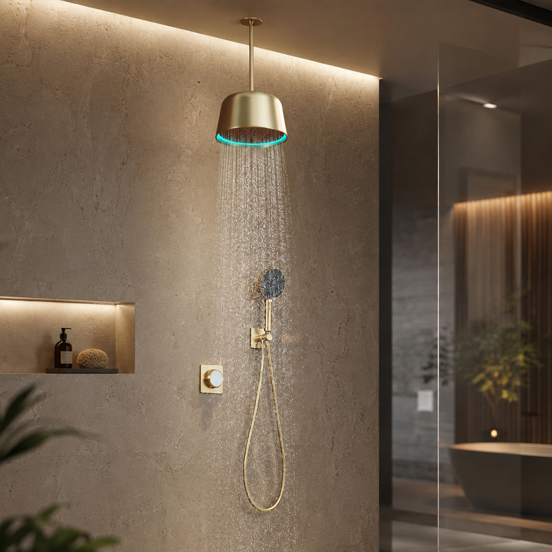 Concealed LED Ceiling Rain Shower System with Handheld Sprayer