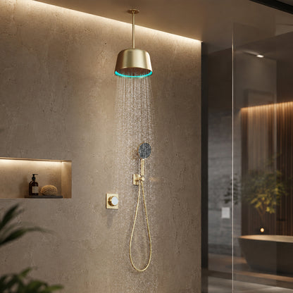 Concealed LED Ceiling Rain Shower System with Handheld Sprayer