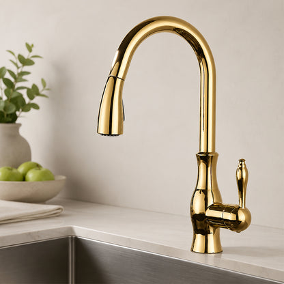 High-Arc Pull-Out Kitchen Faucet with Dual-Function Sprayer and 360° Swivel Spout
