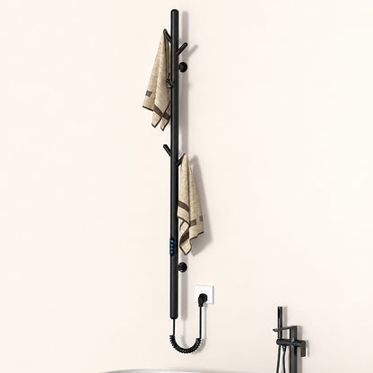 Electric Heated Towel Rack with Hooks, Wall-Mounted Towel Warmer with Touch Control