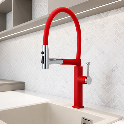 Pull-Down Kitchen Faucet with Flexible Spout and Single Handle