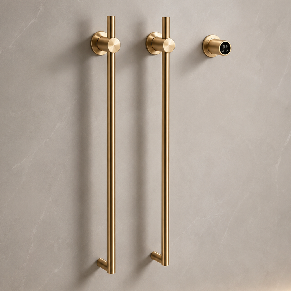 Electric Heated Towel Rack, Brushed Gold Wall Mounted Towel Warmer