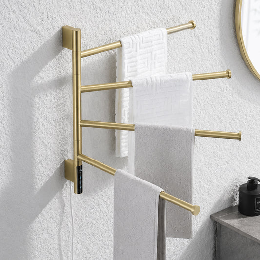 360 swivel electric heated towel rack brushed gold