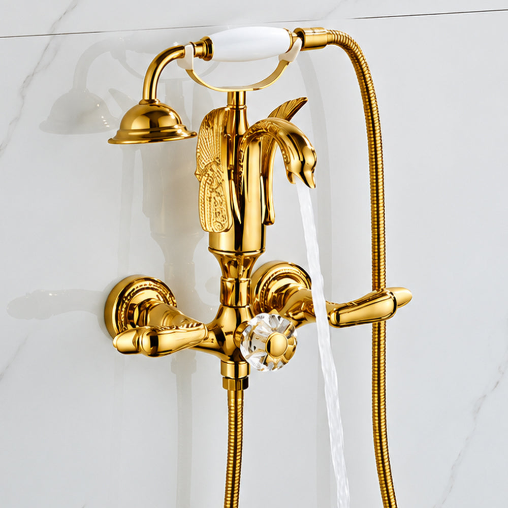 Brass Bathroom Bathtub Faucet Polished Golden Bath Shower System Bath Faucet