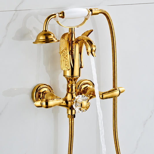 Brass Bathroom Bathtub Faucet Polished Golden Bath Shower System Bath Faucet