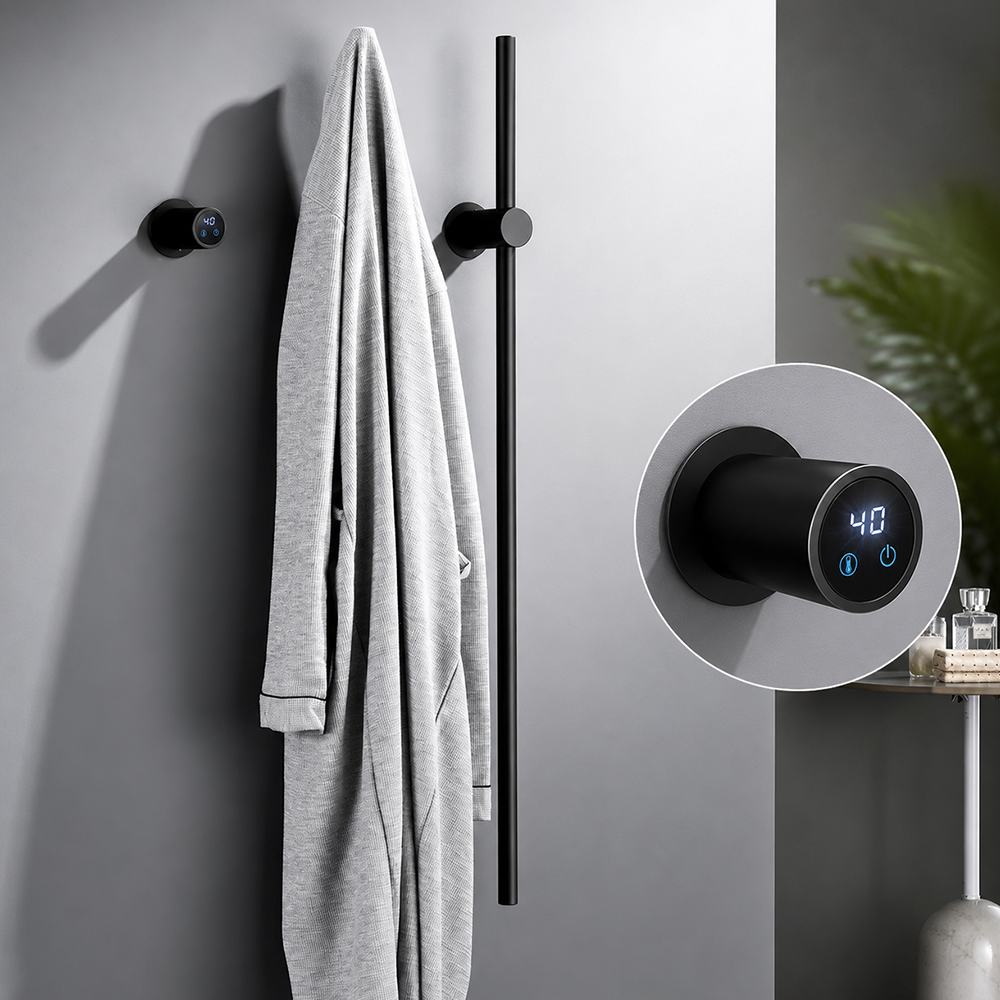 Electric Heated Towel Warmer Rack, Wall-Mounted Bathroom Towel Dryer with Digital Timer