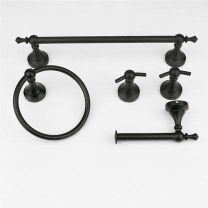 5-Piece Wall-Mounted Bathroom Hardware Set with Towel Bar, Ring & Hooks