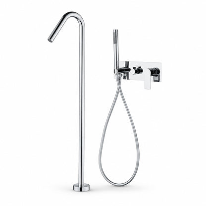 Concealed Installation Floor-Mounted Bathtub Faucet with Handheld Shower