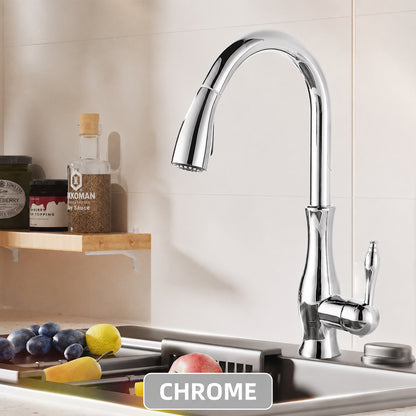 High-Arc Pull-Out Kitchen Faucet with Dual-Function Sprayer and 360° Swivel Spout
