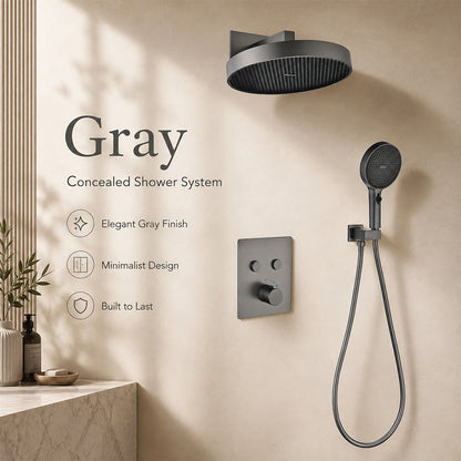 Concealed Shower System with Rainfall Shower & Multi-Mode Handheld Spray