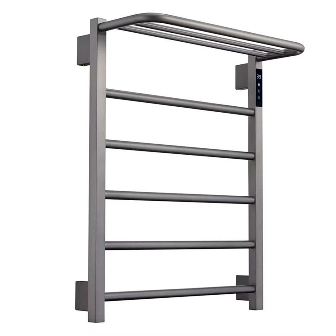 Wall Mounted Heated Towel Rack with Top Shelf, Timer & Temperature Control