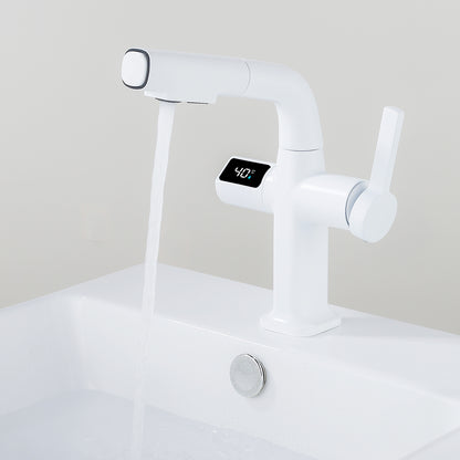 Digital Temperature Display Pull-Out Bathroom Faucet with Handheld Sprayer