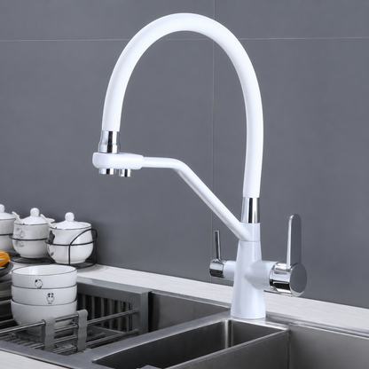 Brass High-Arc 3-Way Kitchen Faucet with Separate Purified Water Outlet