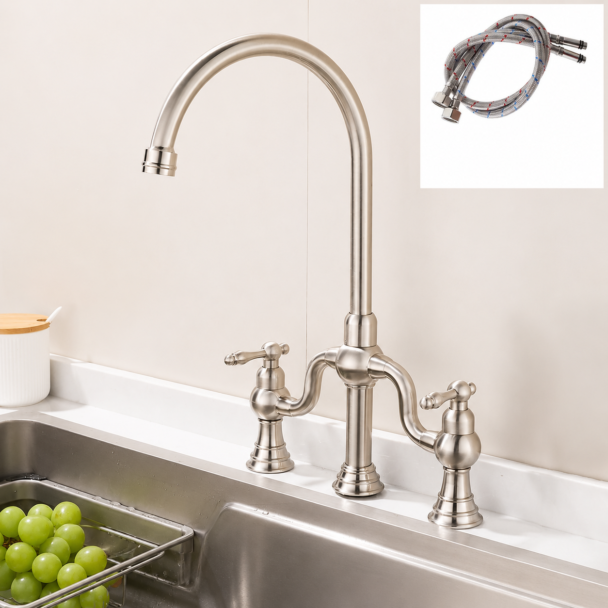Kitchen Faucet Dual Handle High Arc Luxury Tap