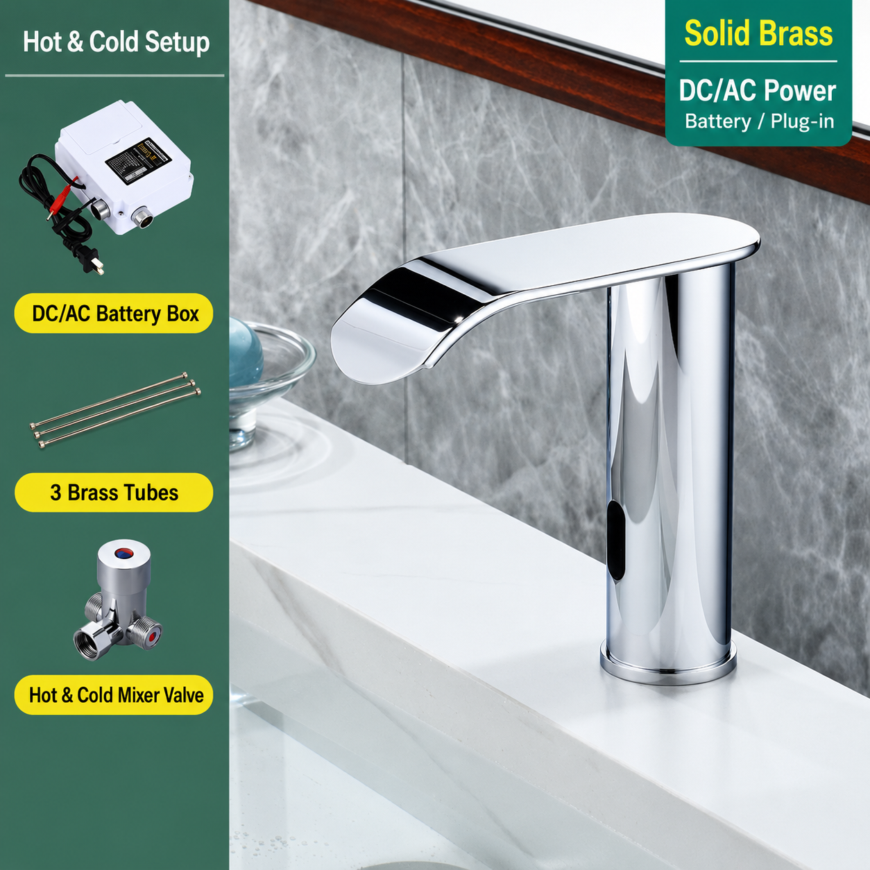 Touchless Sensor Waterfall Bathroom Faucet Basin Faucet