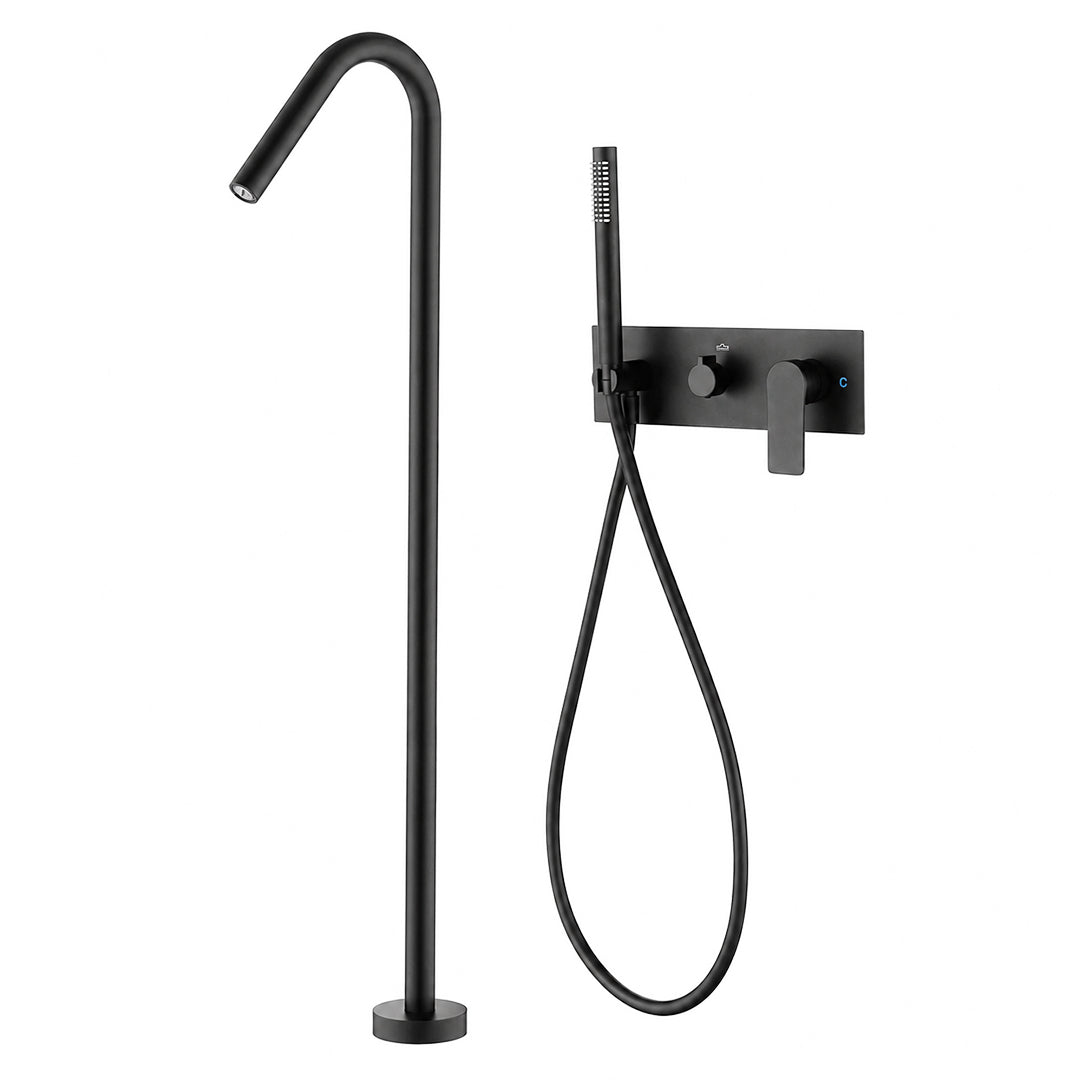 Concealed Installation Floor-Mounted Bathtub Faucet with Handheld Shower