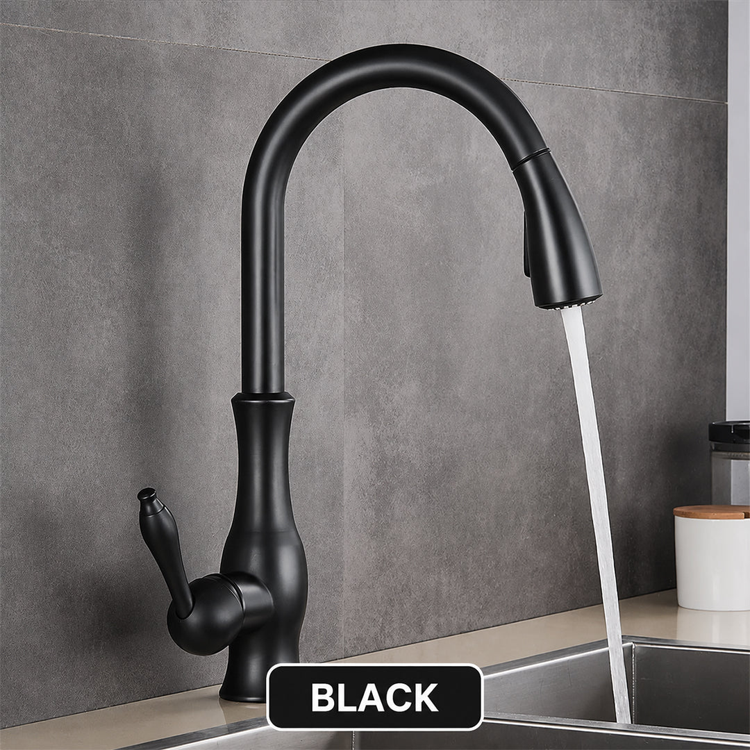 High-Arc Pull-Out Kitchen Faucet with Dual-Function Sprayer and 360° Swivel Spout