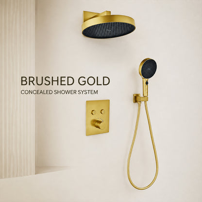 Concealed Shower System with Rainfall Shower & Multi-Mode Handheld Spray