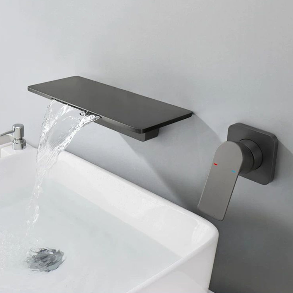 Brass Wall-Mounted Basin Faucet  Modern Waterfall Luxury Bathroom Sink Faucet