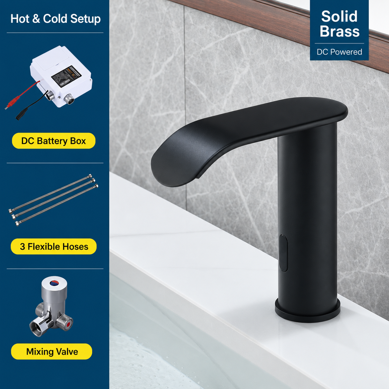 Touchless Sensor Waterfall Bathroom Faucet Basin Faucet