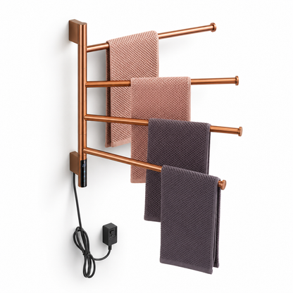 360 swivel electric heated towel rack brushed gold