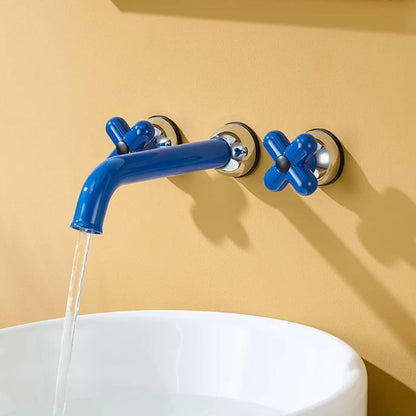 Wall-Mounted Bathroom Sink Faucet with Cross Handles