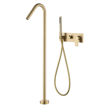 Concealed Installation Floor-Mounted Bathtub Faucet with Handheld Shower