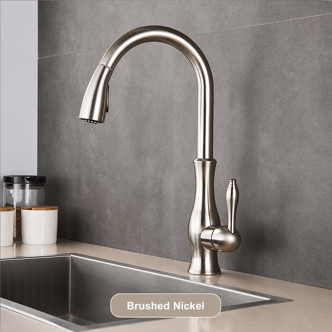 High-Arc Pull-Out Kitchen Faucet with Dual-Function Sprayer and 360° Swivel Spout