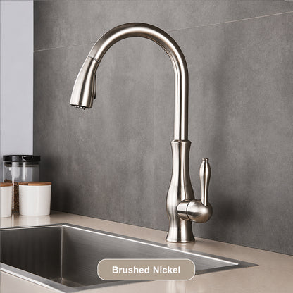 High-Arc Pull-Out Kitchen Faucet with Dual-Function Sprayer and 360° Swivel Spout