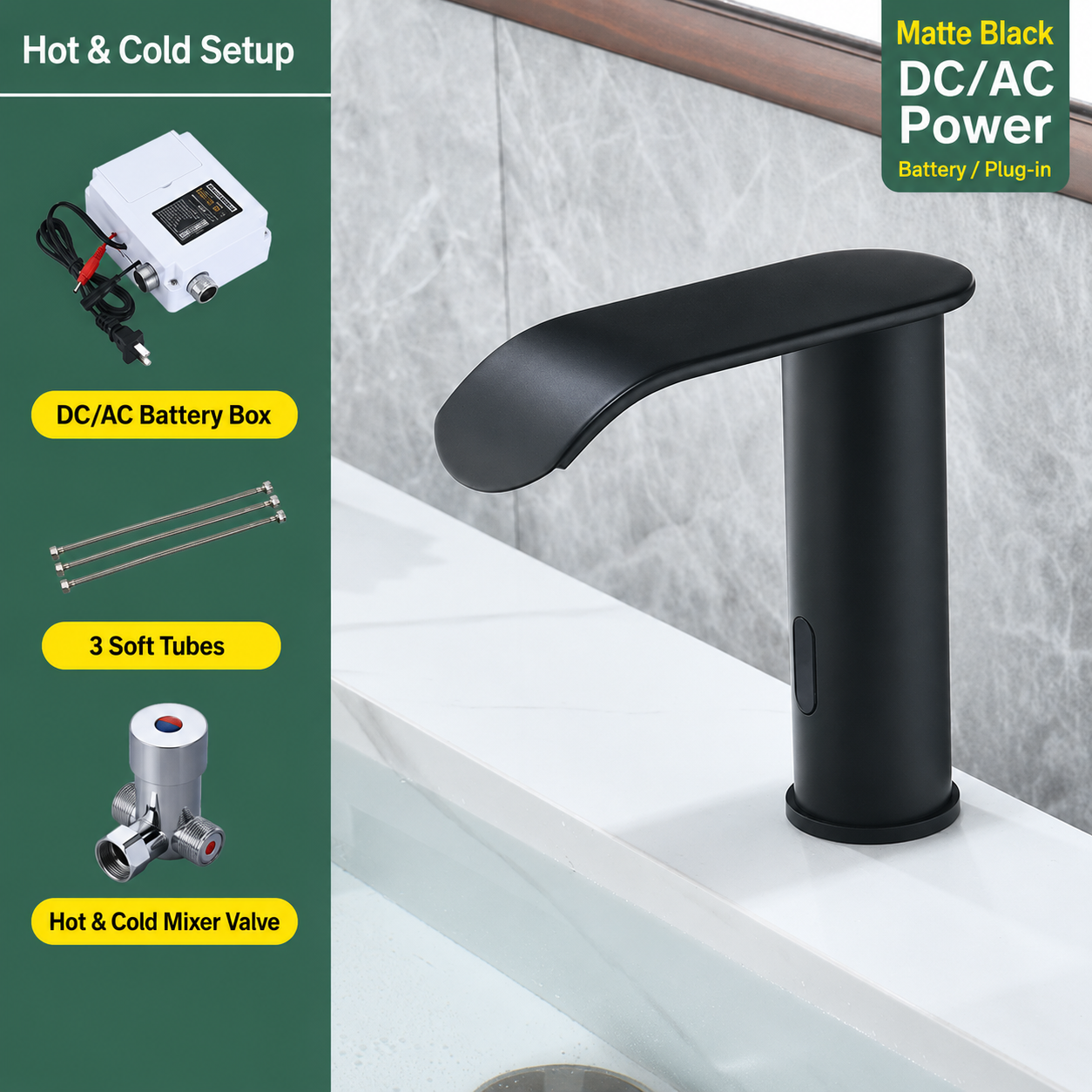 Touchless Sensor Waterfall Bathroom Faucet Basin Faucet