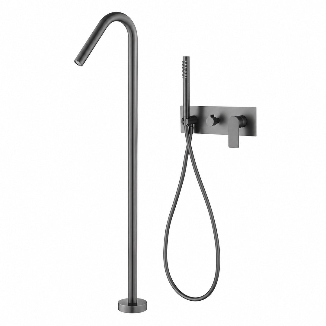 Concealed Installation Floor-Mounted Bathtub Faucet with Handheld Shower