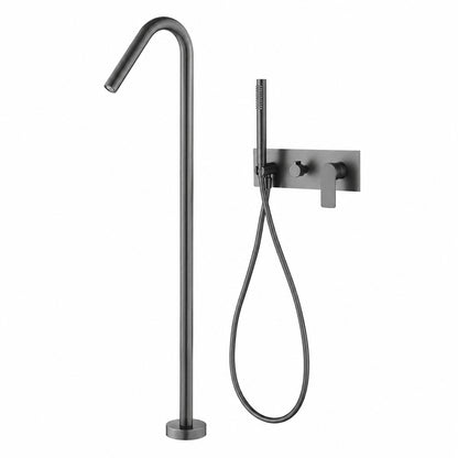 Concealed Installation Floor-Mounted Bathtub Faucet with Handheld Shower