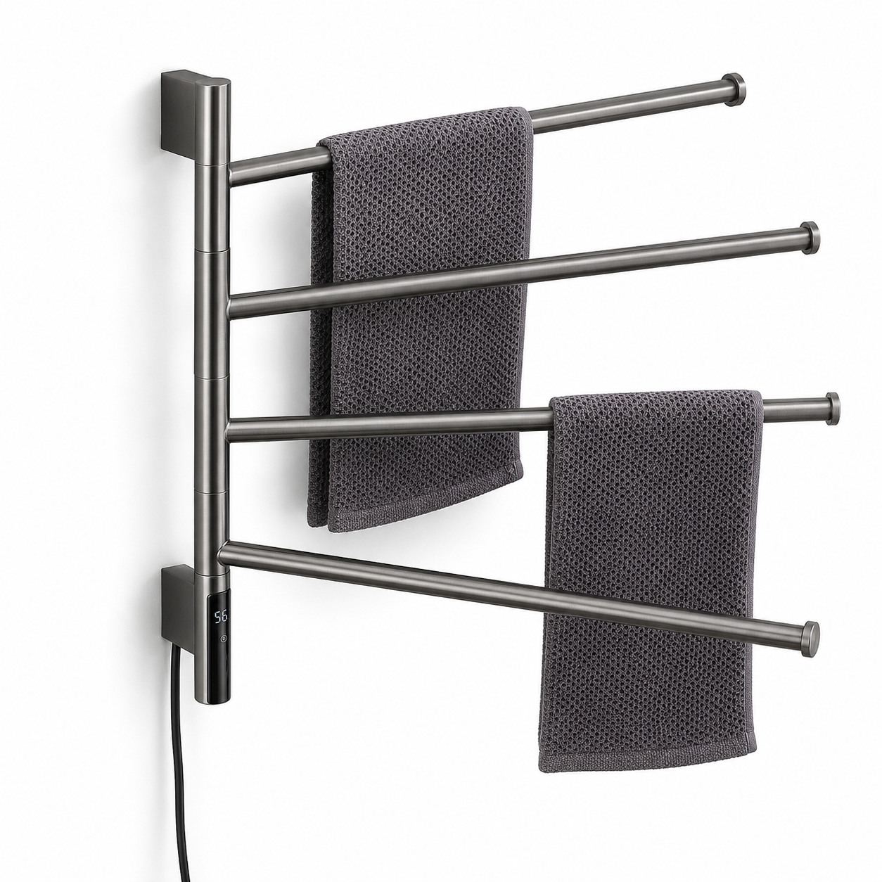 360 swivel electric heated towel rack brushed gold