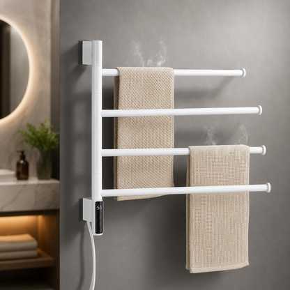 360 swivel electric heated towel rack brushed gold