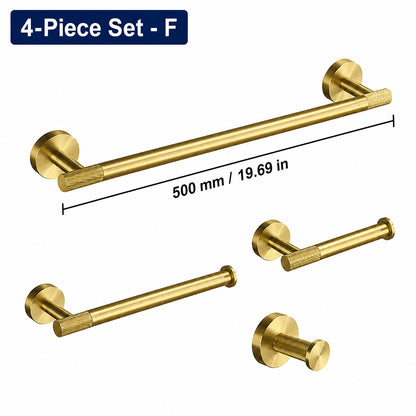 Brushed Gold Wall-Mounted Bathroom Hardware Set with Towel Bars, Shelf & Accessories