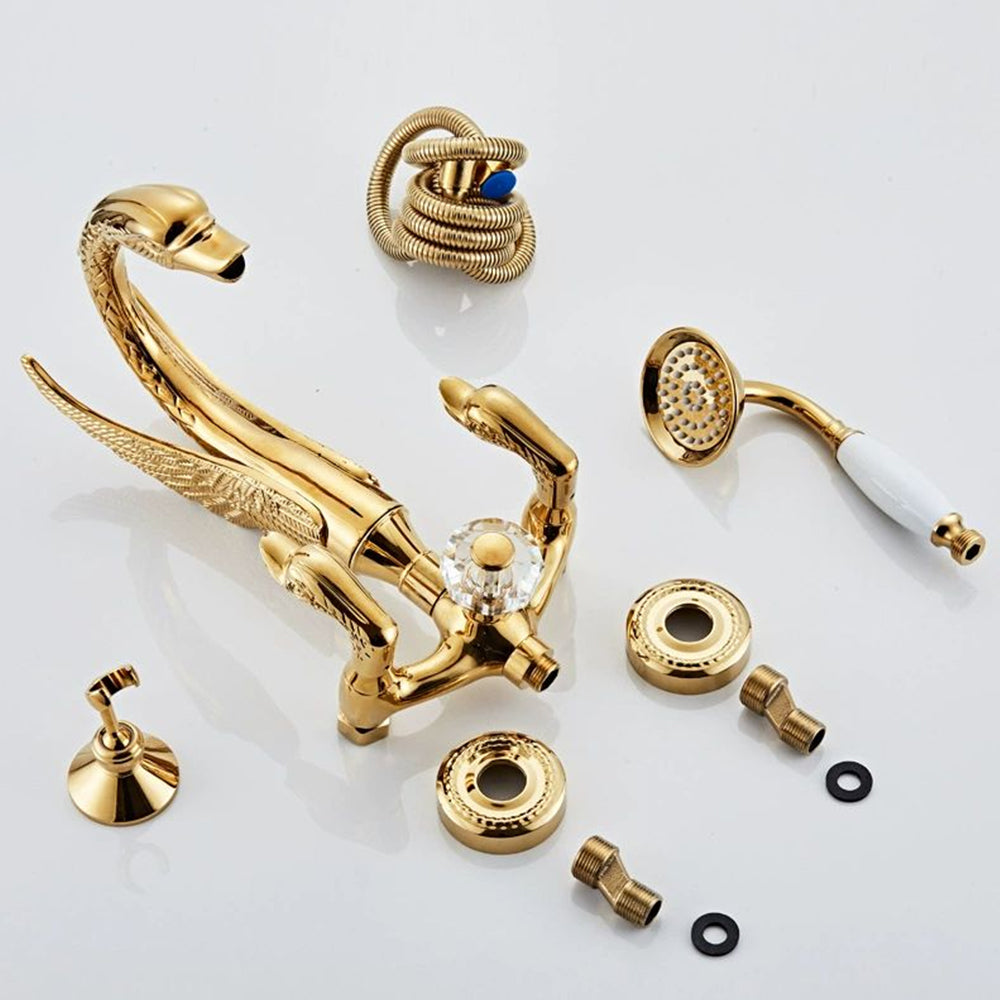 Luxury Wall Mounted Bathtub Faucet Swan Double Handle Bath Shower Faucet Water Tap