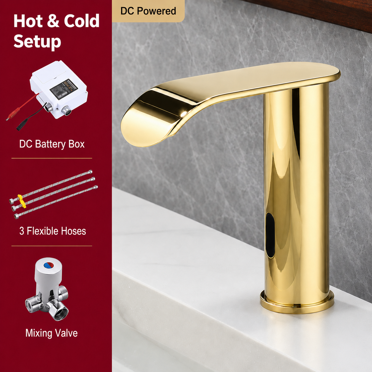 Touchless Sensor Waterfall Bathroom Faucet Basin Faucet