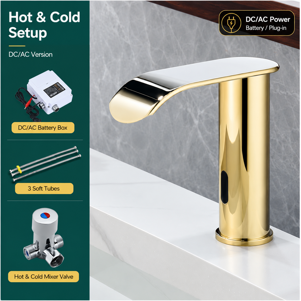 Touchless Sensor Waterfall Bathroom Faucet Basin Faucet