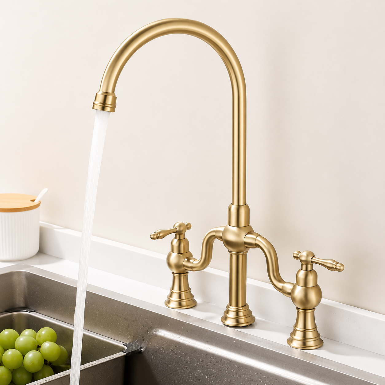 Kitchen Faucet Dual Handle High Arc Luxury Tap