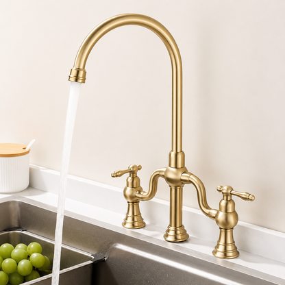Kitchen Faucet Dual Handle High Arc Luxury Tap