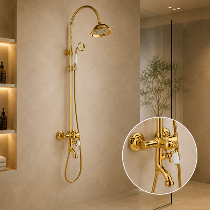 Bathroom Shower Faucet Set Rainfall Shower System Wall Mount Bathroom Faucet