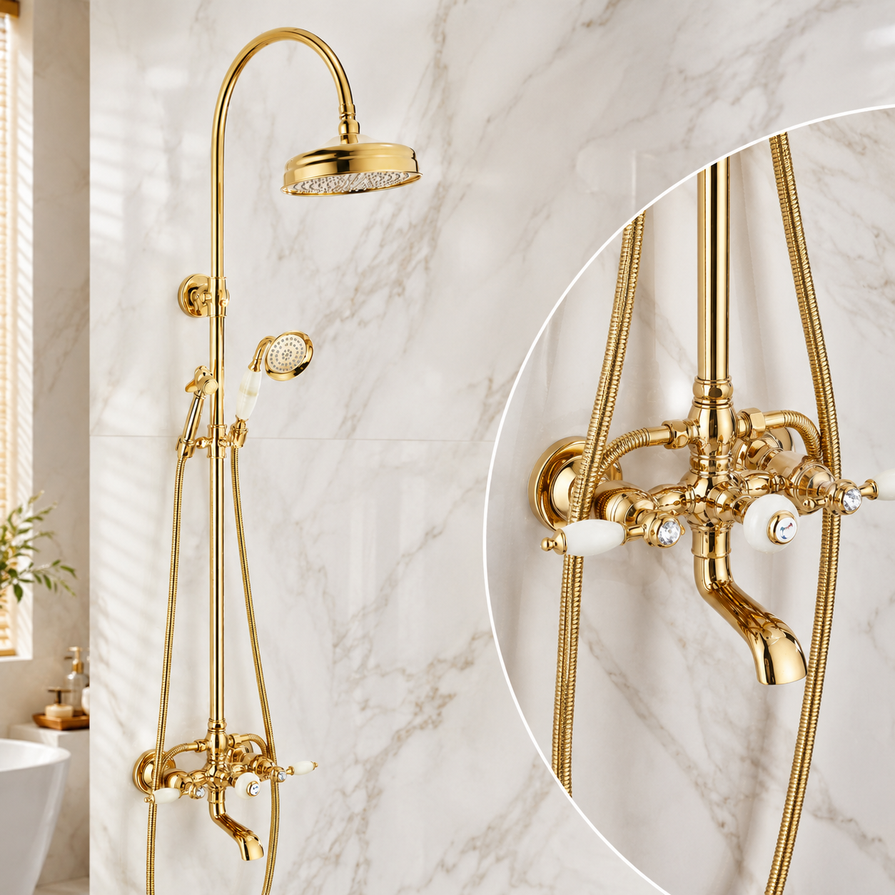 Luxury Bathroom Shower Faucet Set Rainfall Shower System Wall Mount Bathroom Faucet