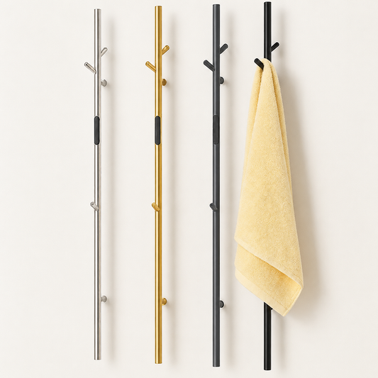Smart Electric Heated Towel Rack with Hooks – Modern Wall Mounted Towel Warmer