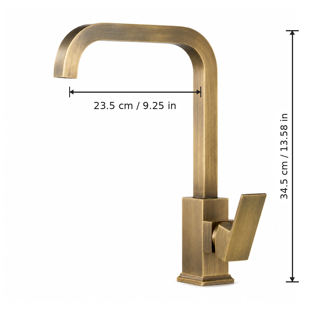 Antique Brass Kitchen Faucet Single Handle Hot and Cold Mixer Tap for Sink