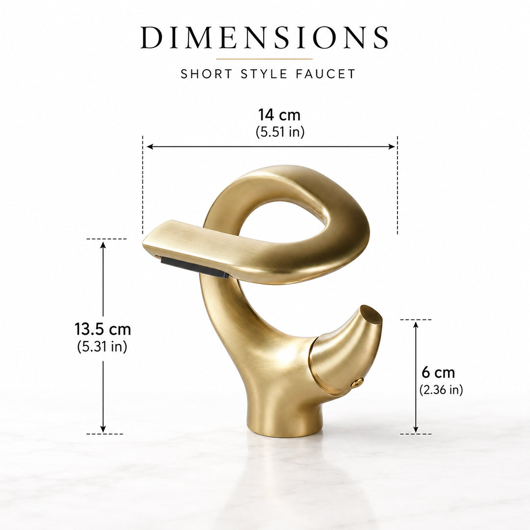 Brass Waterfall Bathroom Sink Faucet with Sculptural Design