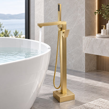 Bathroom Tub Faucet with Hand Shower Bathtub Faucet – Floor or Wall Inlet Installation