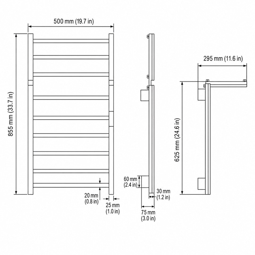 Stainless Steel Foldable Heated Towel Rack with Top Shelf, Timer & Temperature Control