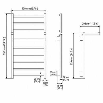 Stainless Steel Foldable Heated Towel Rack with Top Shelf, Timer & Temperature Control